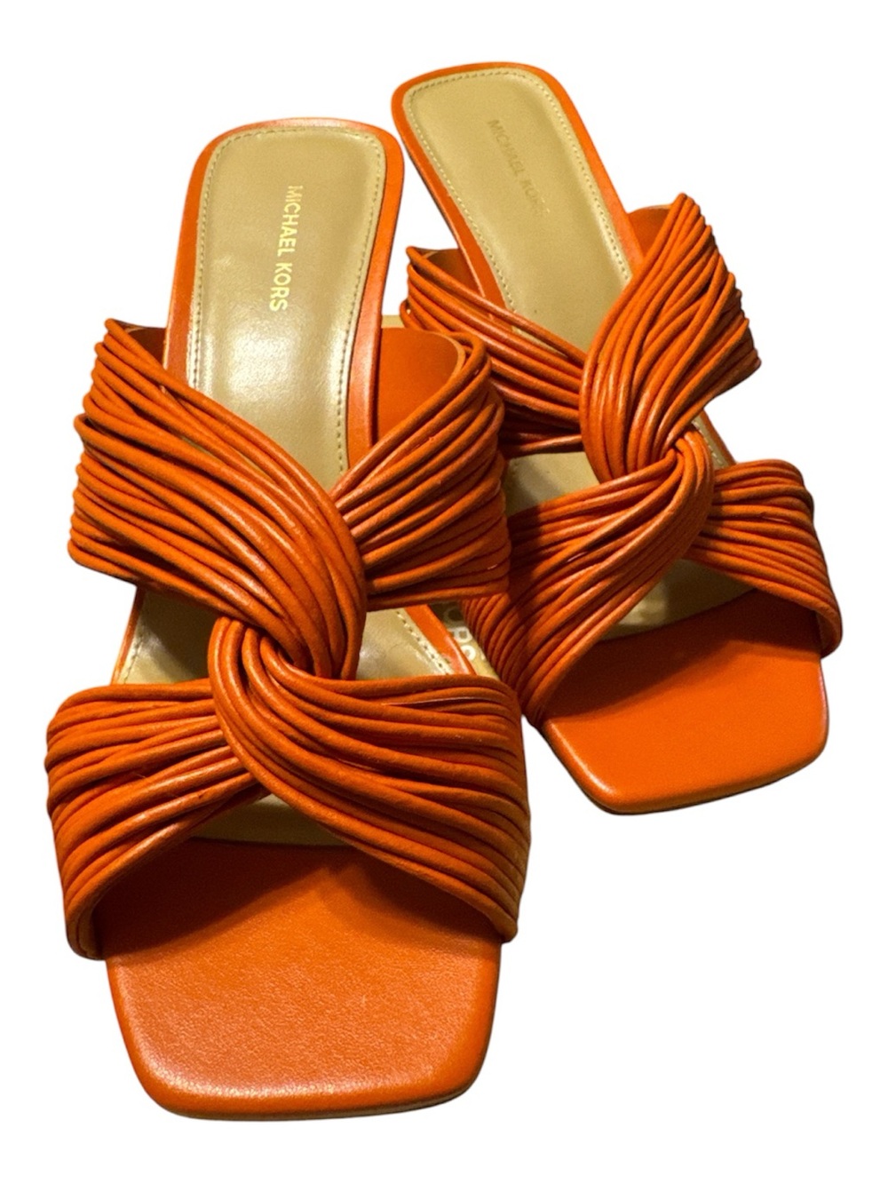 Michael Kors Alessia Mule Sandal Orange Punch Size 7.5M